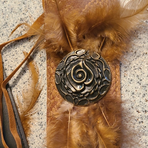 Snakeskin belt, tan,  OS - Picture 5 of 7